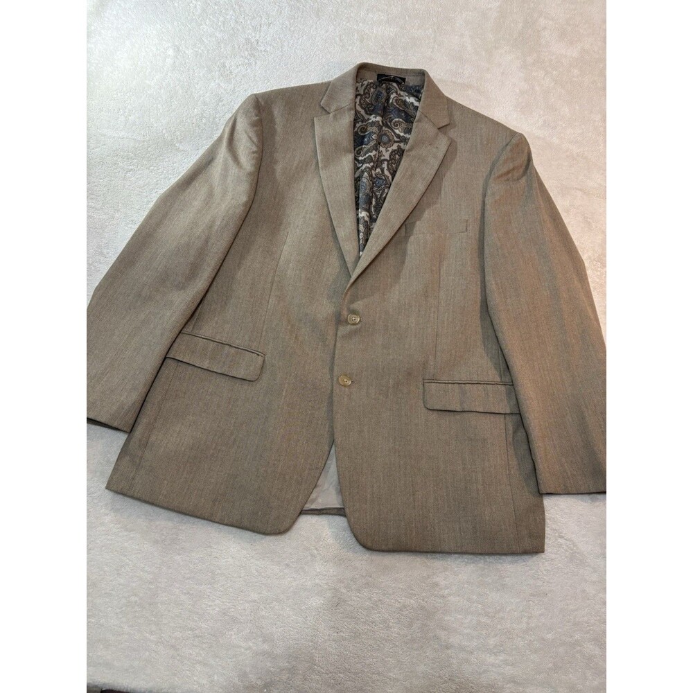 Lauren Ralph Lauren Blazer Sport Coat Men 46R Brown Poly Rayon 2 Button Textured